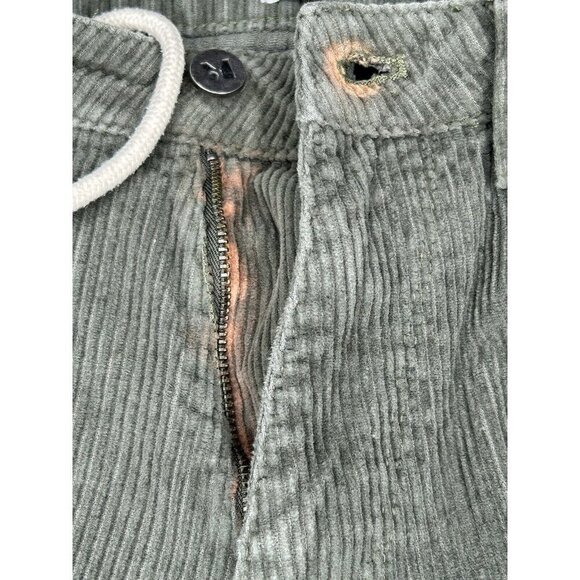 Monet Skateboard Pants Mens 28 Baggy Green Corduroy Cropped Carpenter Flaws - Picture 9 of 16